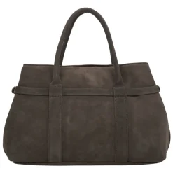 Dunkelbraune Tote-Schultertasche für Frauen aus echtem italienischem Premium-Velours