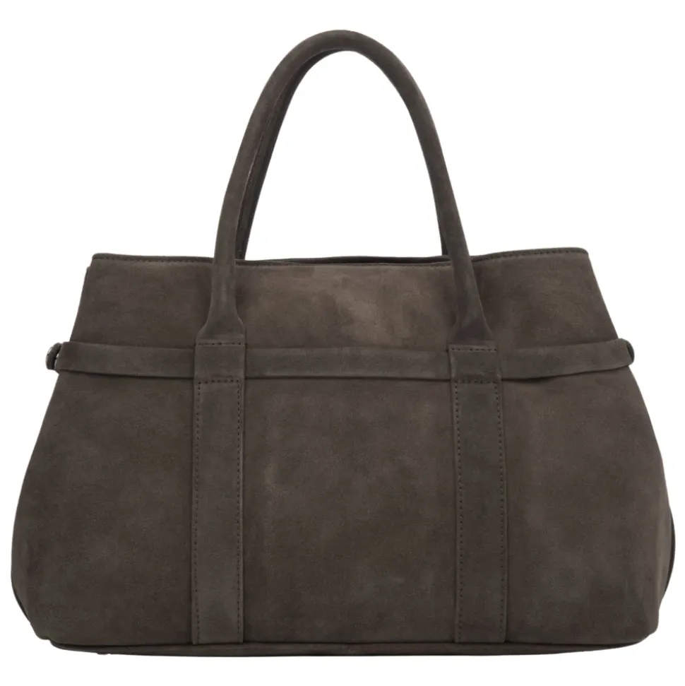 Dunkelbraune Tote-Schultertasche für Frauen aus echtem italienischem Premium-Velours