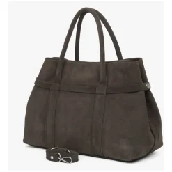 Dunkelbraune Tote-Schultertasche für Frauen aus echtem italienischem Premium-Velours