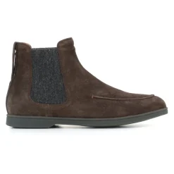 Dunkelbraune Wildleder Chelsea Flache Schuhe