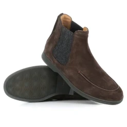 Dunkelbraune Wildleder Chelsea Flache Schuhe