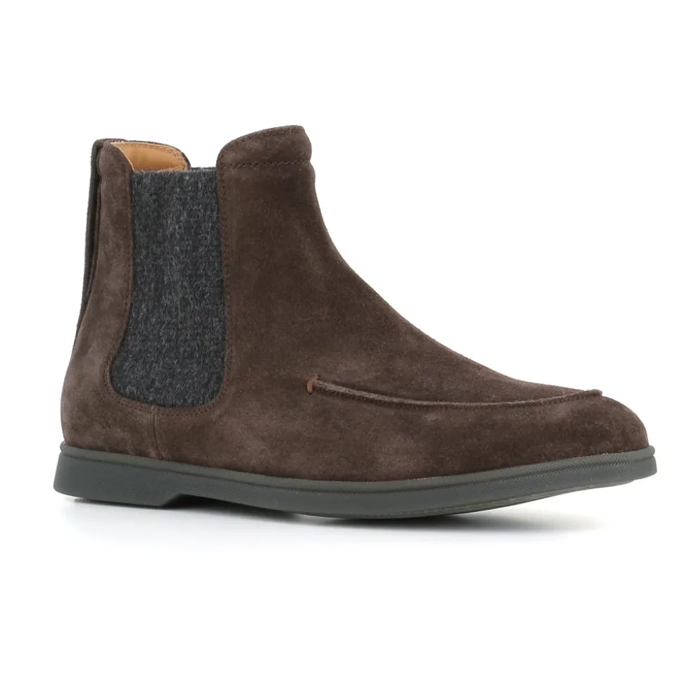 Dunkelbraune Wildleder Chelsea Flache Schuhe