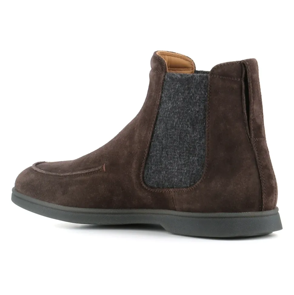 Dunkelbraune Wildleder Chelsea Flache Schuhe