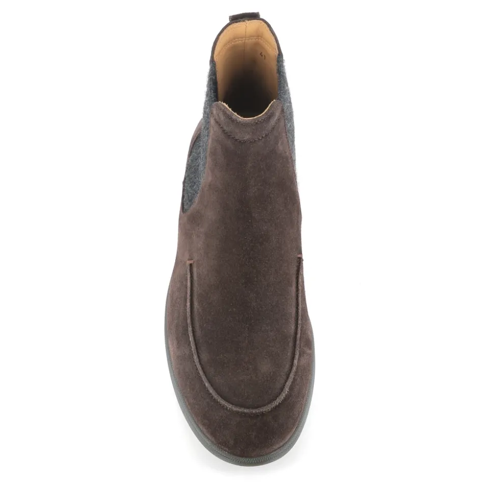 Dunkelbraune Wildleder Chelsea Flache Schuhe