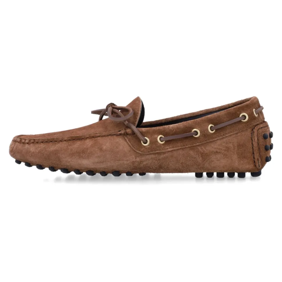 Dunkelbraune Wildleder Slipper Driver Loafer