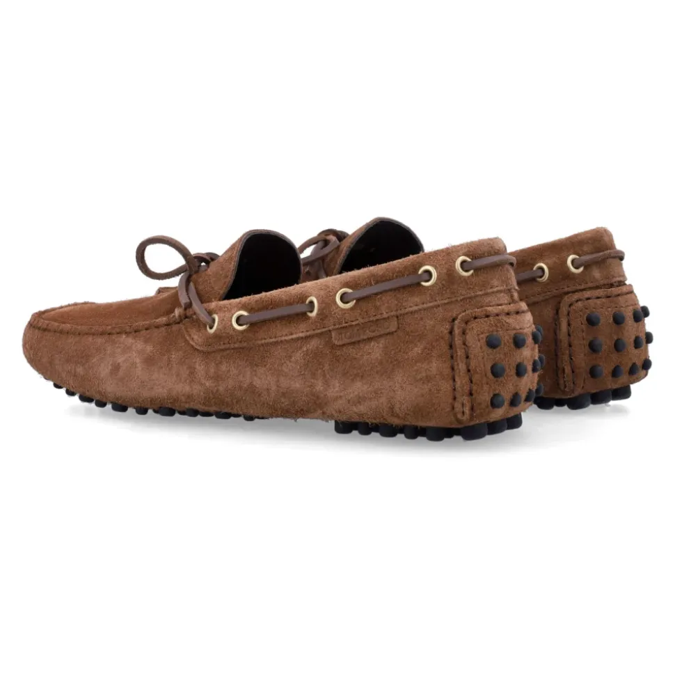 Dunkelbraune Wildleder Slipper Driver Loafer