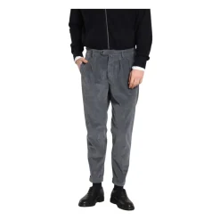 Dunkelgraue Cordhose mit Karottenpassform
