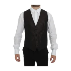 Elegante Braun-Schwarz Wollmischung Kleiderweste