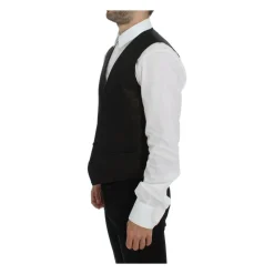 Elegante Braun-Schwarz Wollmischung Kleiderweste