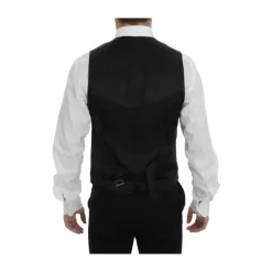 Elegante Braun-Schwarz Wollmischung Kleiderweste