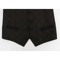 Elegante Braun-Schwarz Wollmischung Kleiderweste
