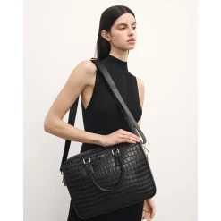 Elegante geprägte Leder-Laptoptasche
