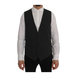 Elegante Graue Gestreifte Weste