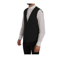 Elegante Graue Gestreifte Weste