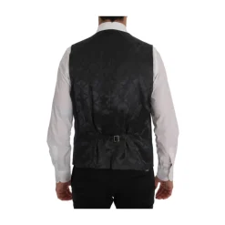 Elegante Graue Gestreifte Weste