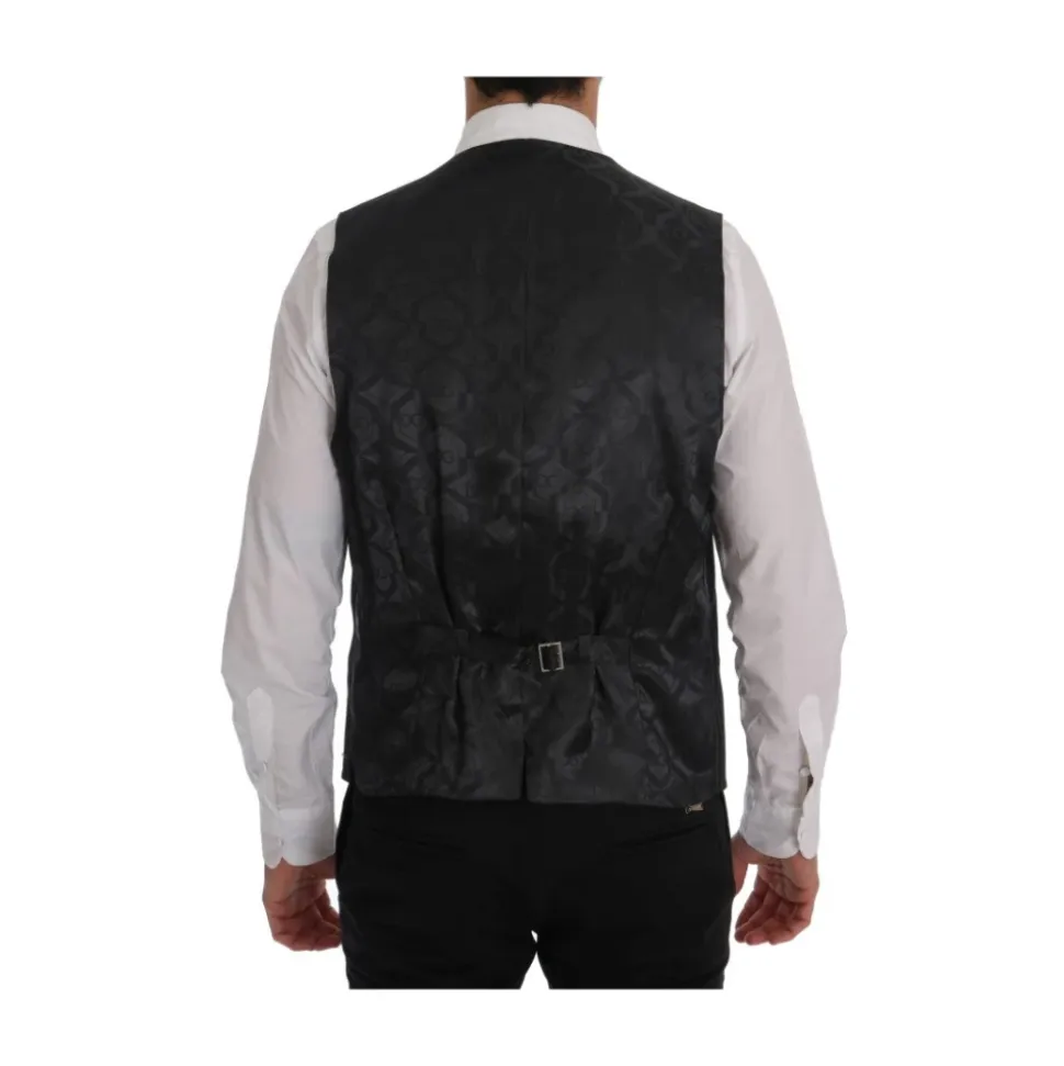 Elegante Graue Gestreifte Weste