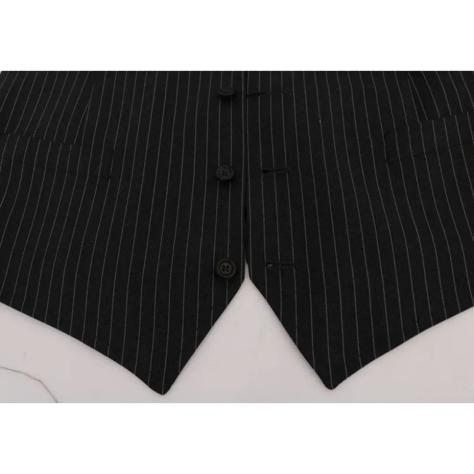 Elegante Graue Gestreifte Weste