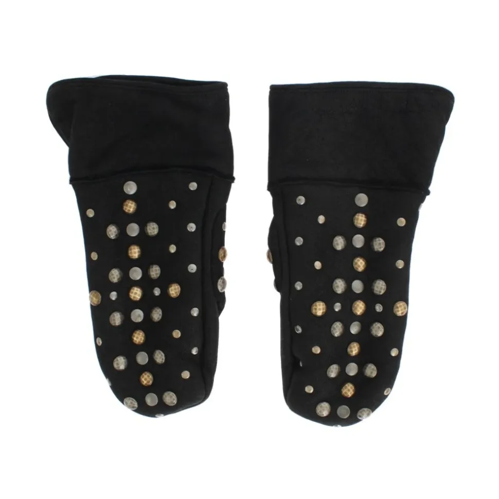 Elegante graue Wollhandschuhe mit Nieten