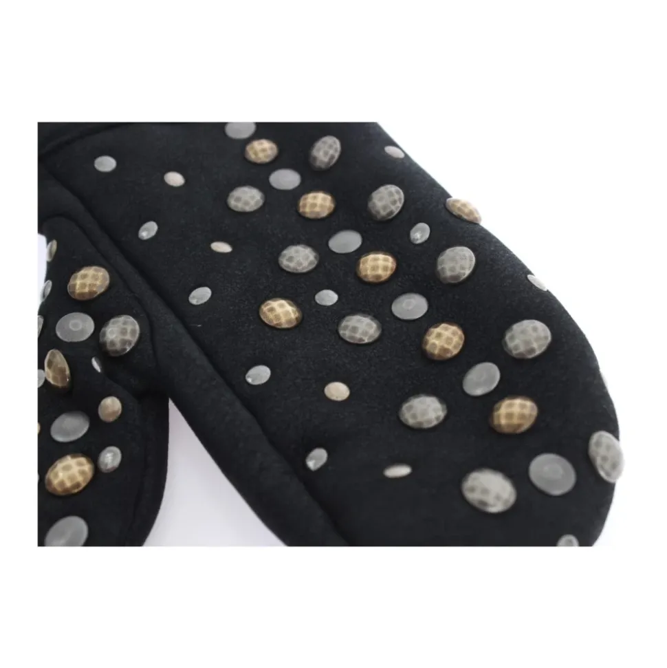 Elegante graue Wollhandschuhe mit Nieten