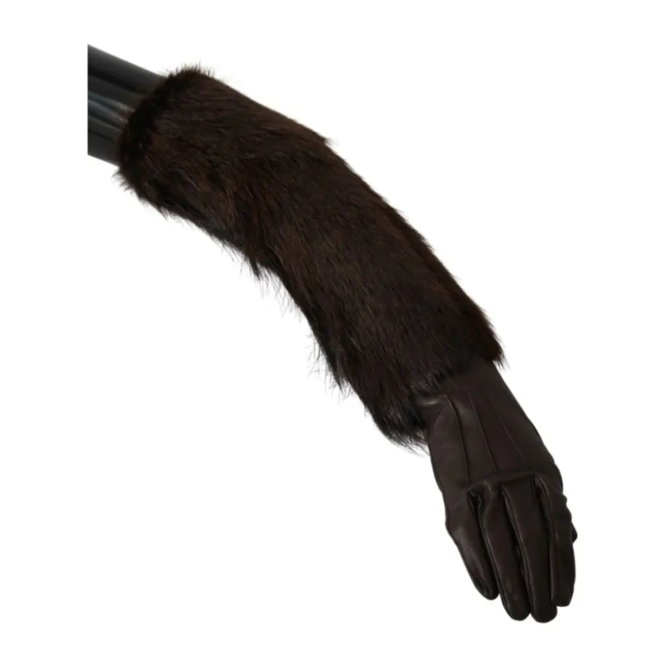 Elegante Lederhandschuhe Braun Logo Details