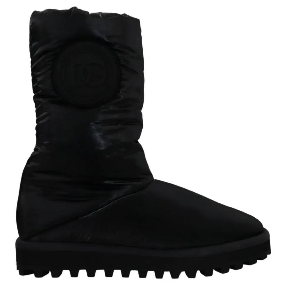Elegante Mid-Calf-Stiefel aus schwarzem Polyester