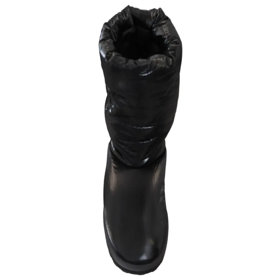 Elegante Mid-Calf-Stiefel aus schwarzem Polyester