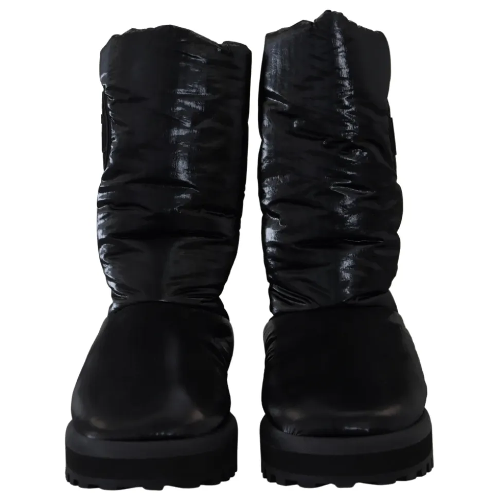 Elegante Mid-Calf-Stiefel aus schwarzem Polyester