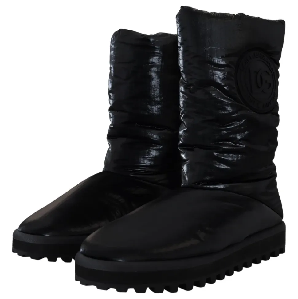 Elegante Mid-Calf-Stiefel aus schwarzem Polyester