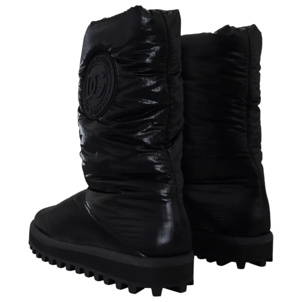Elegante Mid-Calf-Stiefel aus schwarzem Polyester