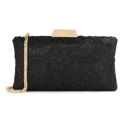 Elegante schwarze Clutch-Tasche bedeckt mit Guipure