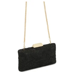 Elegante schwarze Clutch-Tasche bedeckt mit Guipure