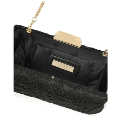Elegante schwarze Clutch-Tasche bedeckt mit Guipure