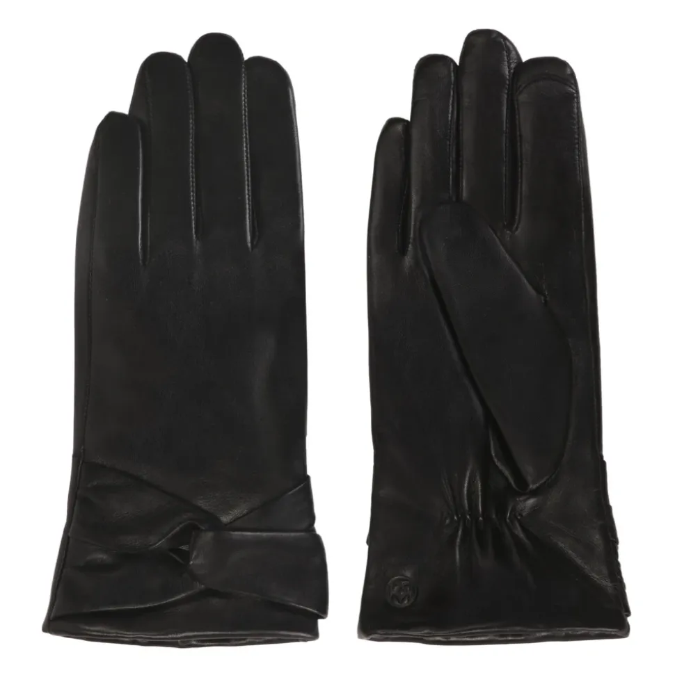 Elegante schwarze Handschuhe mit dekorativer Schleife