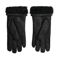 Elegante Schwarze Leder Winterhandschuhe