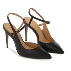 Elegante schwarze Pumps mit ausgeschnittener Oberseite.Dieses Produkt fällt groß aus.