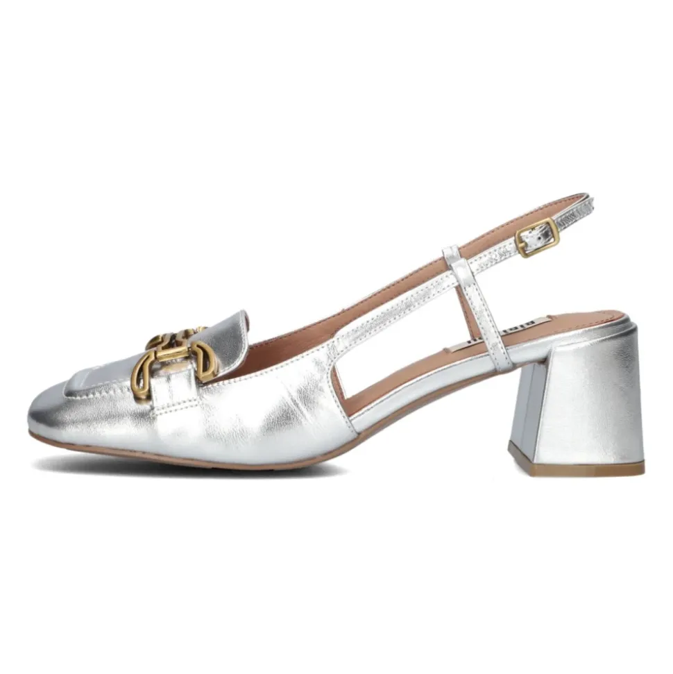 Elegante silberne Slingbacks aus Leder