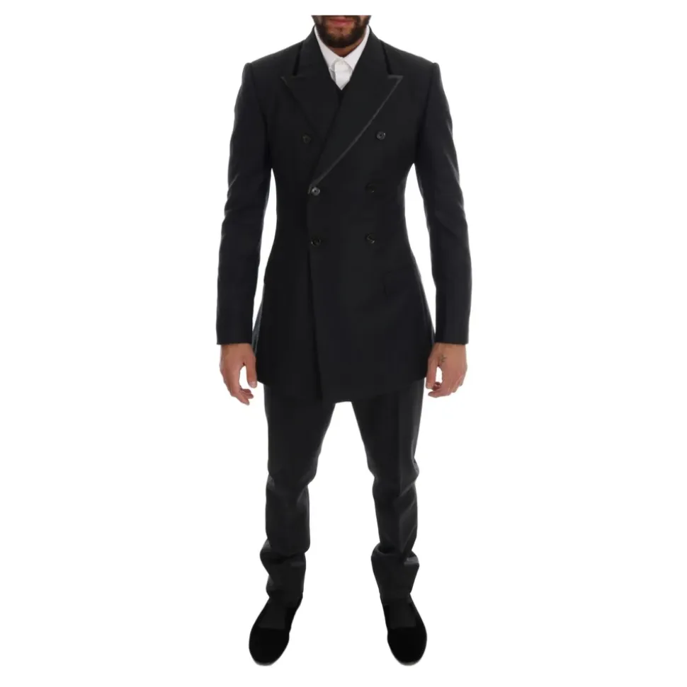 Eleganter Grauer Woll-Doppelreiheranzug