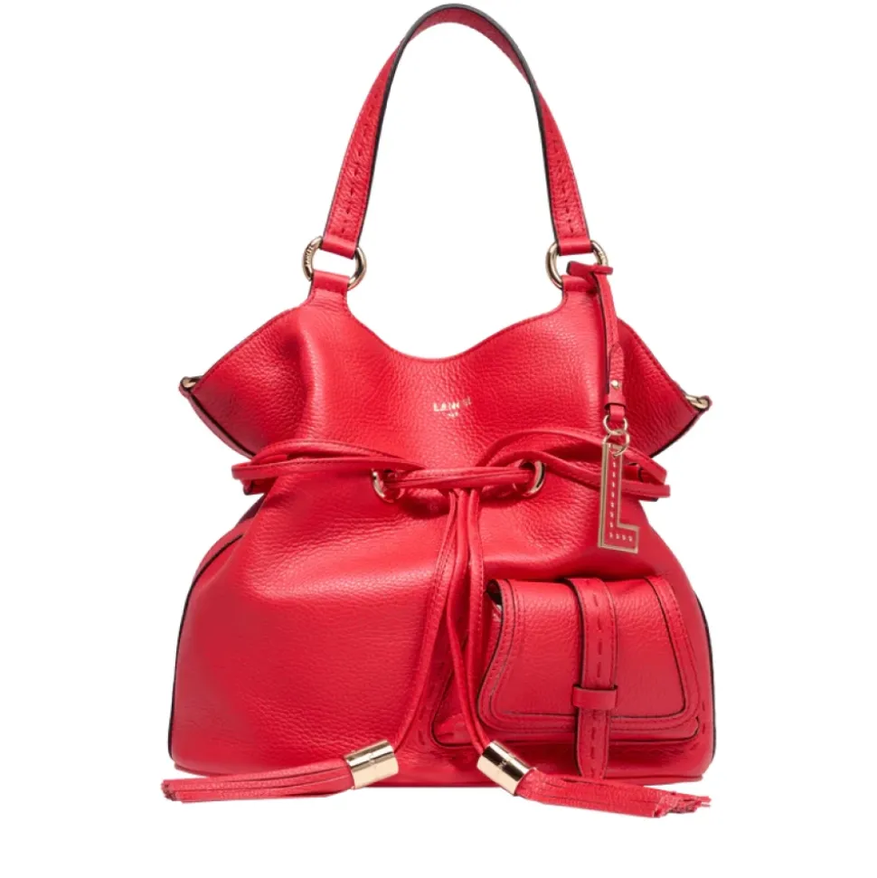 1Er Flirt Rote Leder Eimer Tasche