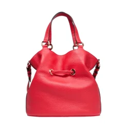 1Er Flirt Rote Leder Eimer Tasche