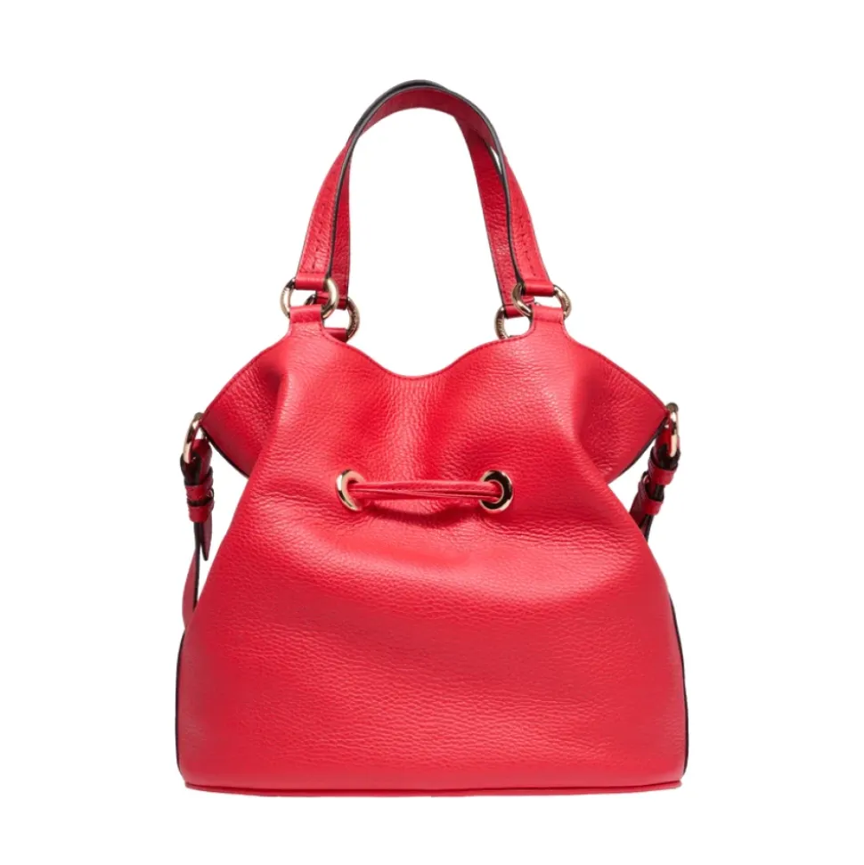 1Er Flirt Rote Leder Eimer Tasche