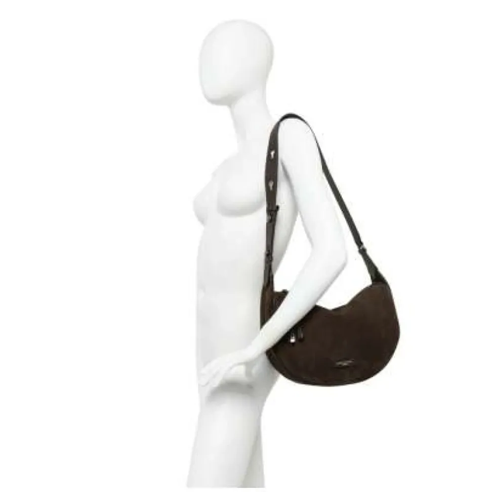 Essentielle Nubukleder Hobo Schultertasche