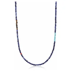 Faceted Dumortierite Necklace with Tiger Eye and Turquoise