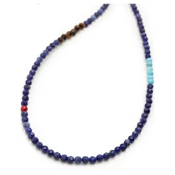 Faceted Dumortierite Necklace with Tiger Eye and Turquoise