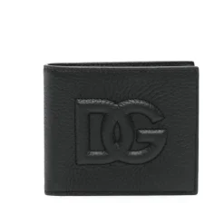 Faltbare Logo-geprägte Brieftasche Schwarzes Leder