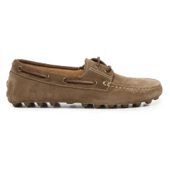 Flache Wildlederschuhe Hellwalnussfarbe