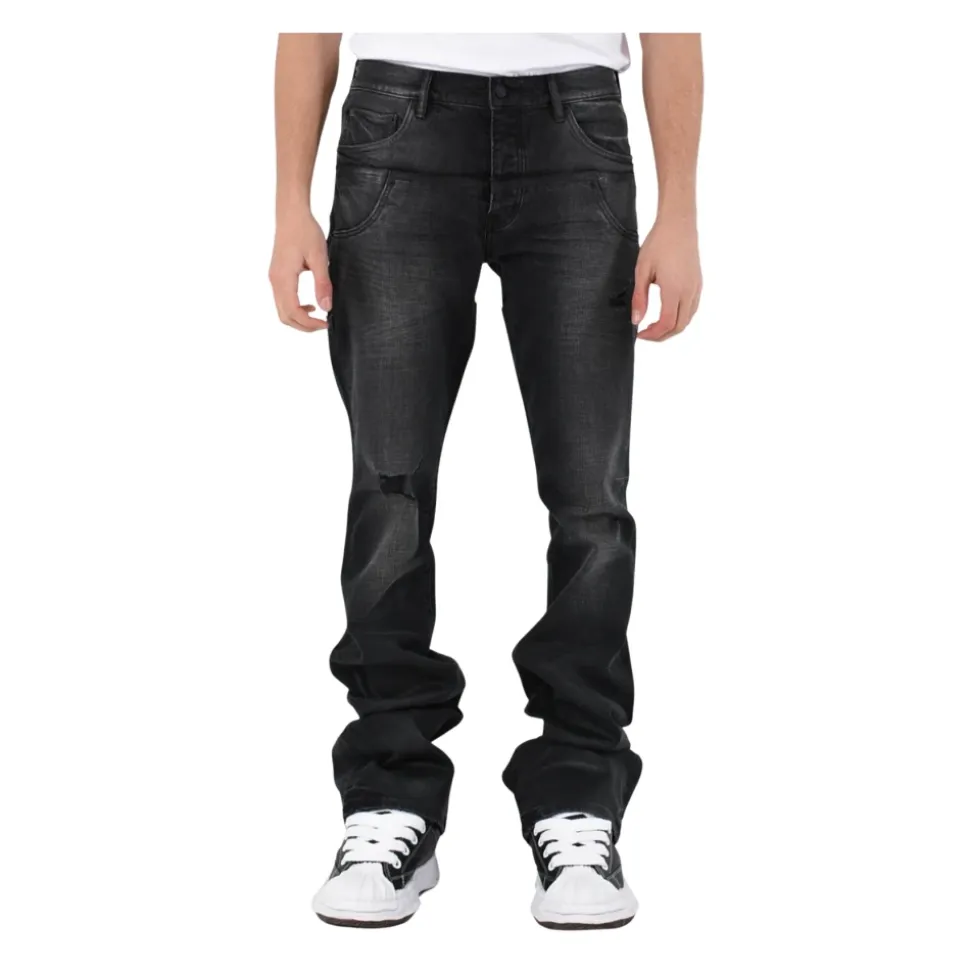 Flare Skinny Jeans mit Knopfverschluss