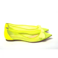 Fluro Gelbe Ballerina-Schuhe mit spitzer Zehenpartie