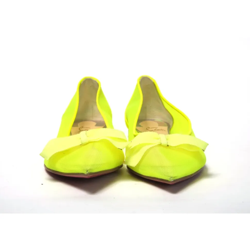 Fluro Gelbe Ballerina-Schuhe mit spitzer Zehenpartie