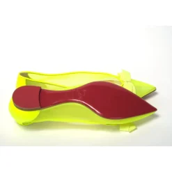 Fluro Gelbe Ballerina-Schuhe mit spitzer Zehenpartie