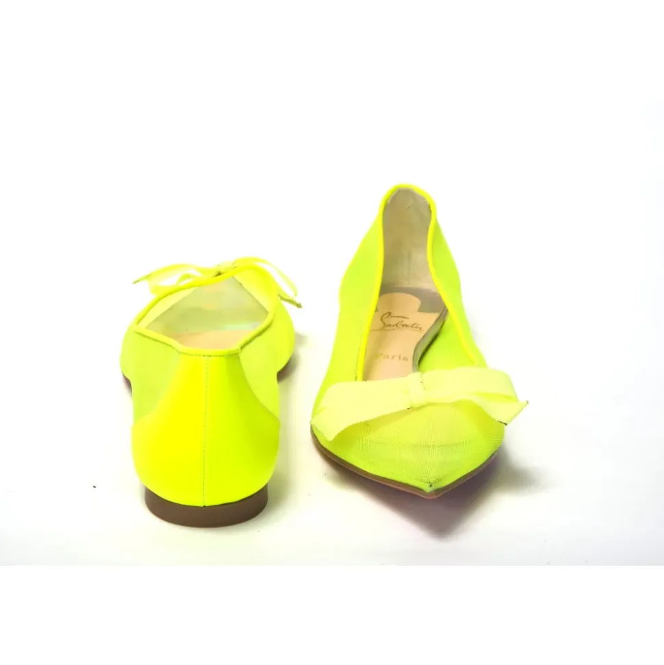 Fluro Gelbe Ballerina-Schuhe mit spitzer Zehenpartie